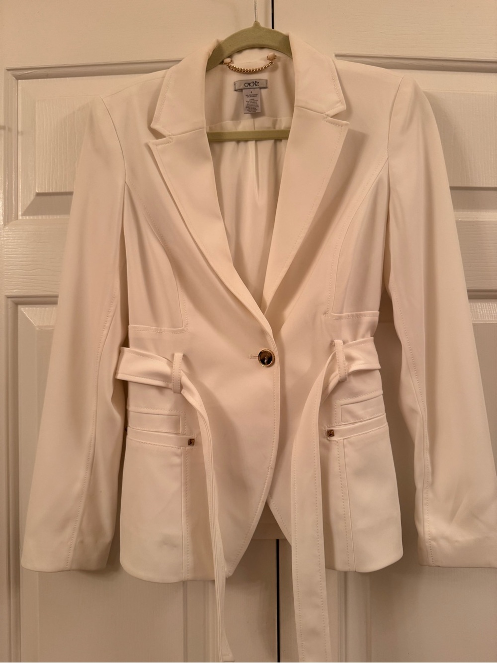 Cream Tailored Belted Blazer - Cache